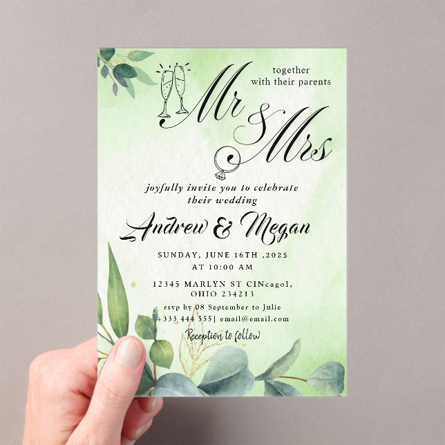 Invitations En Acrylique M. et mme Mariage (In situ (ordinateur de poche))
