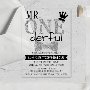 Invitations En Acrylique M. ONEderful 1er anniversaire
