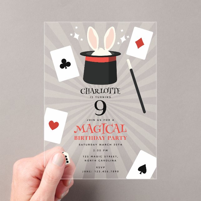Invitations En Acrylique Magic Show Magicien Anniversaire de enfant Party (In situ (ordinateur de poche))