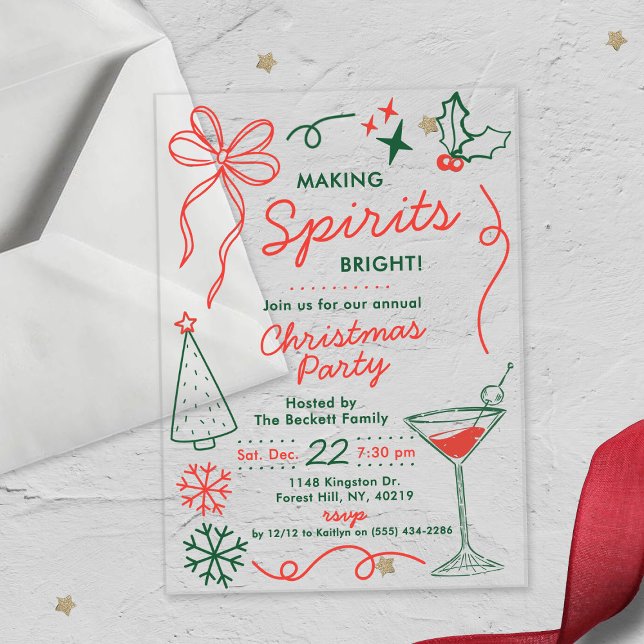 Invitations En Acrylique Making Spirits Bright | Holiday Cocktail Party (Créateur téléchargé)
