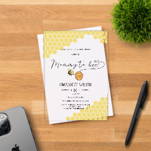 Invitations En Acrylique Maman Chérie Pour Abeille Ruche Baby Shower