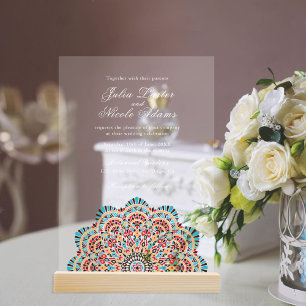 Invitations En Acrylique Mandala de mariage de style motif artistique moder