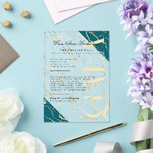 Invitations En Acrylique Marbre Doré   Gala d'entreprise