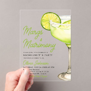 Invitations En Acrylique Margarita Margs & Mariage Cocktail Bachelorette