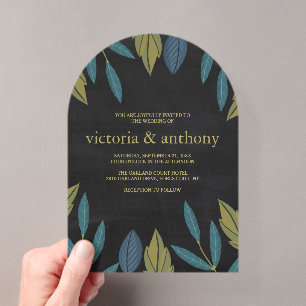 Invitations En Acrylique Mariage à la feuille de tableau noir