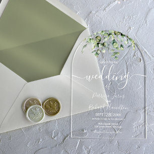 Invitations En Acrylique Mariage à la verdure Eucalyptus