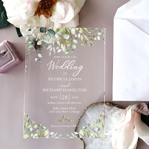 Invitations En Acrylique Mariage à la verdure Eucalyptus