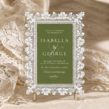 Mariage à l'ancienne en dentelle vert olive Argent