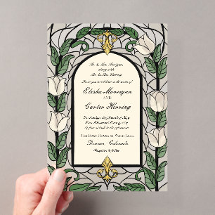 Invitations En Acrylique Mariage à l'effet de vitrail aux tulipes