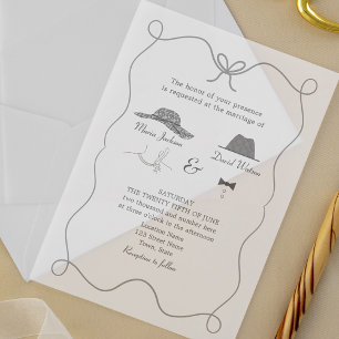 Invitations En Acrylique Mariage à main noire et blanche