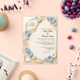 Invitations En Acrylique Mariage Acrylique Art Nouveau Bleu Or Fantaisiste
