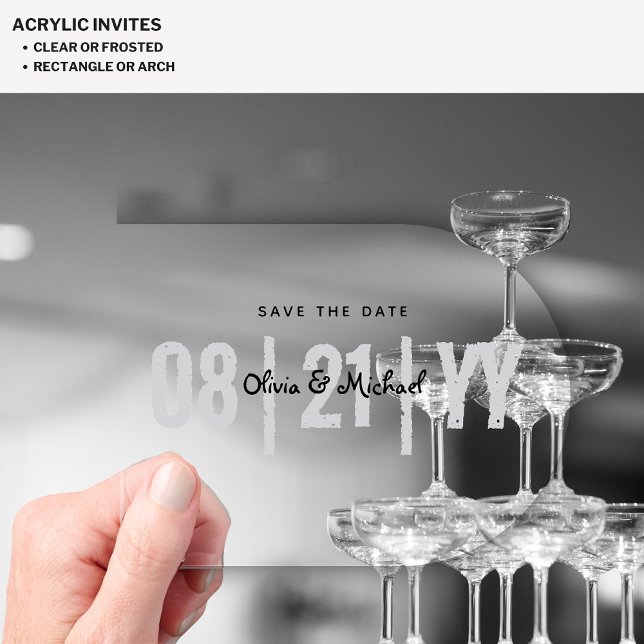 Invitations En Acrylique MARIAGE acrylique BUDGET Enregistrer Date Minimali (Créateur téléchargé)