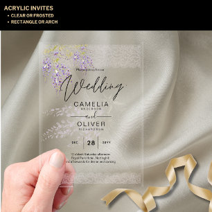 Invitations En Acrylique Mariage ACRYLIQUE Invite Fleurs de Wisteria Clair