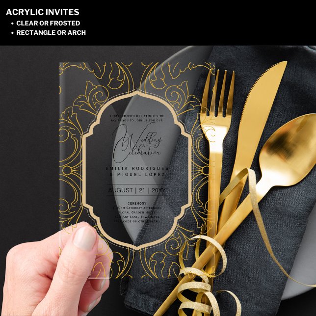 Invitations En Acrylique Mariage ACRYLIQUE Invite LE TEXTE NOIR Initiales e (Créateur téléchargé)