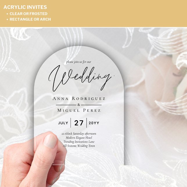 Invitations En Acrylique Mariage ACRYLIQUE invite minimaliste moderne clair (Créateur téléchargé)