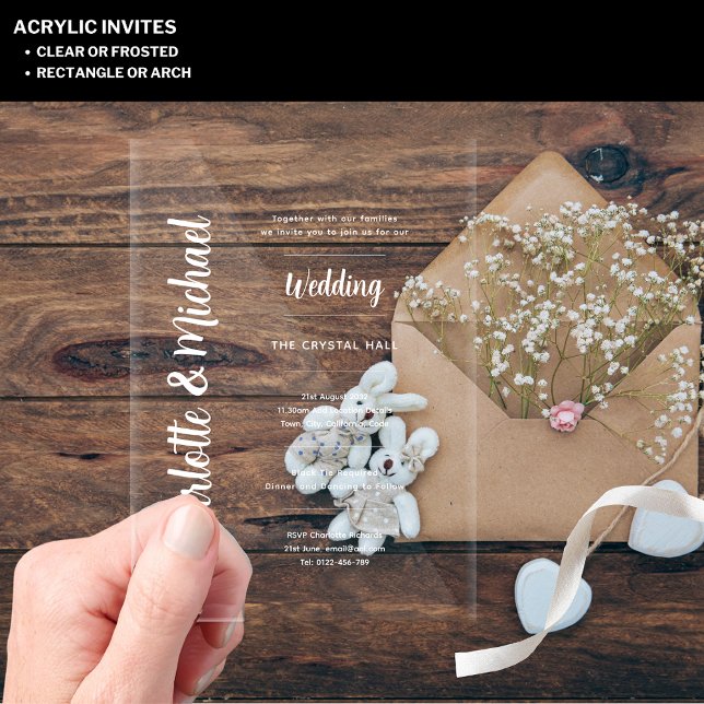 Invitations En Acrylique Mariage Acrylique invite Transparent Bold Moderne (Créateur téléchargé)