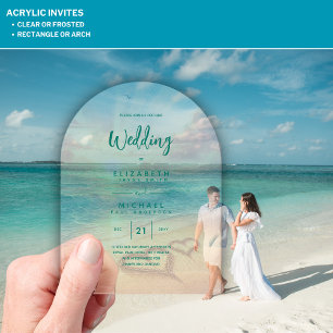 Invitations En Acrylique Mariage ACRYLIQUE Inviter Plage tropicale Coucher 