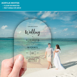 Invitations En Acrylique Mariage ACRYLIQUE Inviter Plage tropicale Coucher 