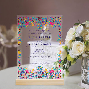 Invitations En Acrylique Mariage arc-en-ciel de style fiesta mexicain vibra