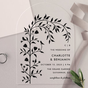 Invitations En Acrylique Mariage Arch Botanique Noir 