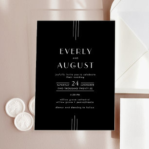 Invitations En Acrylique Mariage Art Déco Moderne EVERLY Noir
