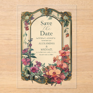 Invitations En Acrylique Mariage Art Nouveau classique