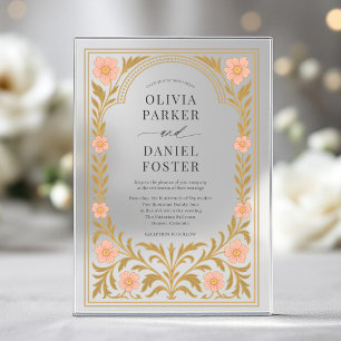 Invitations En Acrylique Mariage Art Nouveau Floral Victorien
