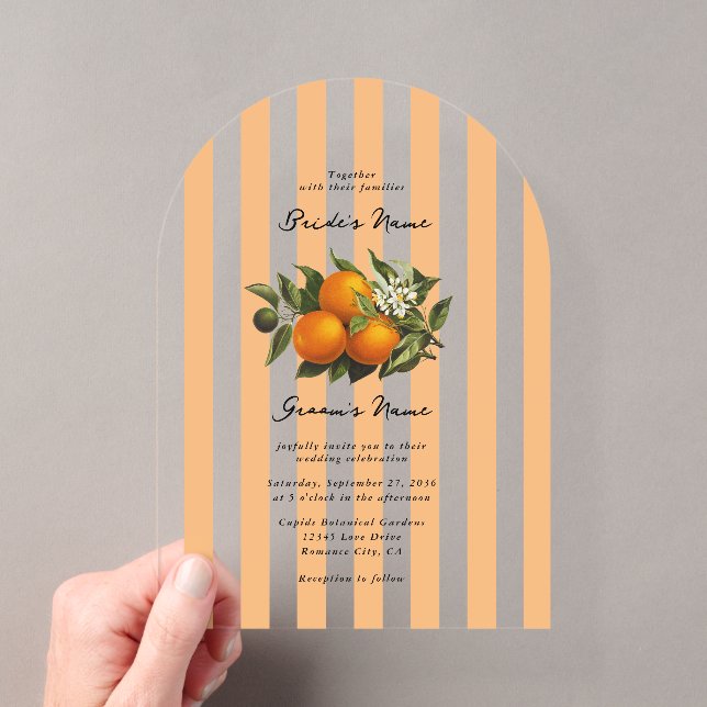 Invitations En Acrylique Mariage aux Agrumes Méditerranéens Italiens Orange (In situ (ordinateur de poche))