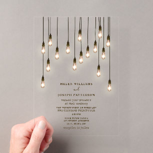 Invitations En Acrylique Mariage avec Ampoules Vintage