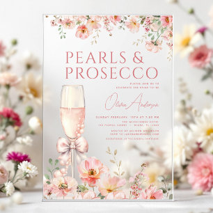 Invitations En Acrylique Mariage avec perles et prosecco: un thème élégant