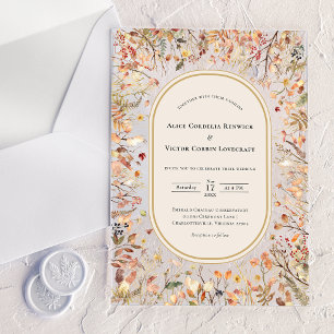 Invitations En Acrylique Mariage Beige Rustique Vintage d'Automne