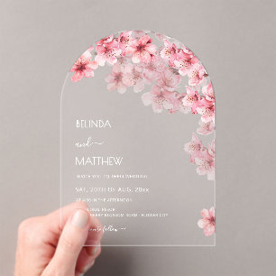 Invitations En Acrylique Mariage Blanc Cerisier Fleurissant