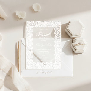 Invitations En Acrylique Mariage Blanc en Dentelle