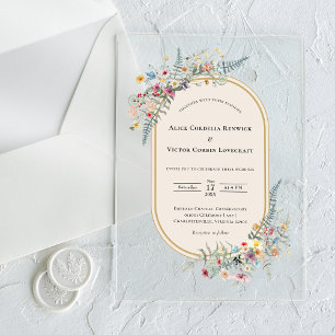 Invitations En Acrylique Mariage Bohème Fleur de Fougère Beige
