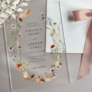 Invitations En Acrylique Mariage Bohème Floral