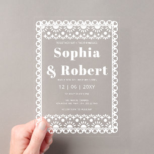Invitations En Acrylique Mariage Bohème Papier Picado Fiesta Mexicaine