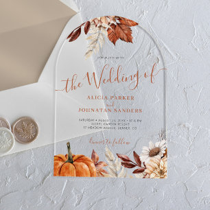 Invitations En Acrylique Mariage botanique d'automne moderne