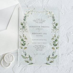 Invitations En Acrylique Mariage Botanique Élégant Formel