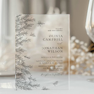 Invitations En Acrylique Mariage botanique minimaliste Feuille moderne