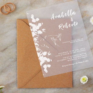 Invitations En Acrylique Mariage Botanique Romantique au Eucalyptus Blanc