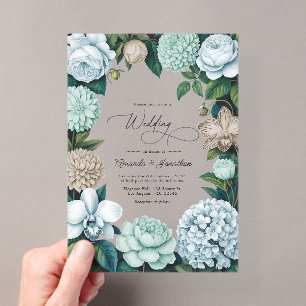 Invitations En Acrylique Mariage Brouillard côtier/Teinte de mousse marine 