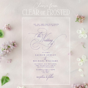 Invitations En Acrylique Mariage Calligraphié au Lilas Lavande Embellie