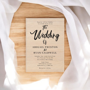 Invitations En Acrylique Mariage Calligraphie Minimaliste