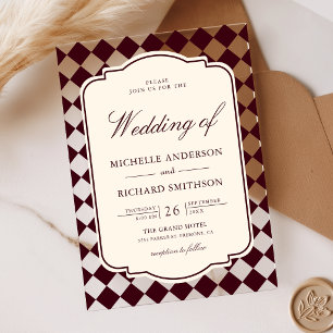 Invitations En Acrylique Mariage Carreaux Ivoire Argent Ancien