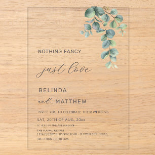 Invitations En Acrylique Mariage Casual Fleurs Aquarelle Feuillage