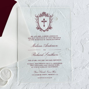 Invitations En Acrylique Mariage Catholique Bourguignon Victorien