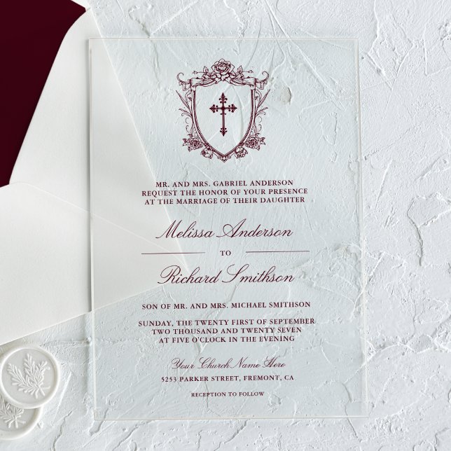 Invitations En Acrylique Mariage catholique de Bourgogne (Créateur téléchargé)