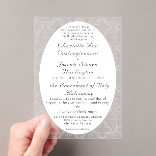 Invitations En Acrylique Mariage catholique de la dentelle vintage
