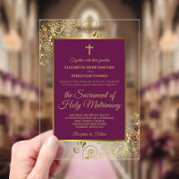 Mariage Catholique Élégant Magenta Prune & Or