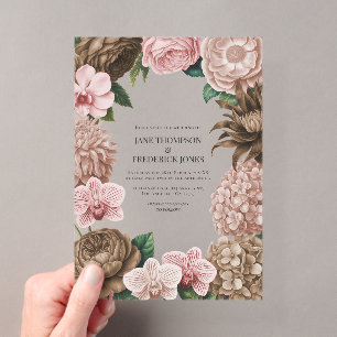 Invitations En Acrylique Mariage Champagne Blush, Rose Huître & Beige Latte
